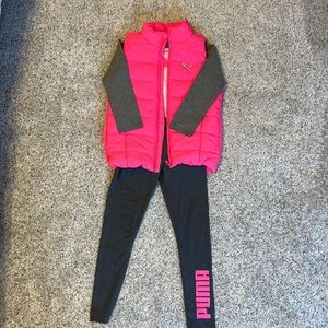 Girls Super Cute PUMA pink/gray/white Outfit size 10-12